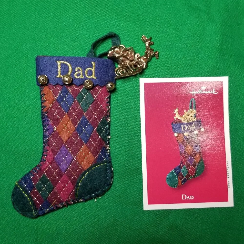 Hallmark Holiday Keepsake‎ 2002 Ornament Stocking Dad Santa Sled Charm Plaid
